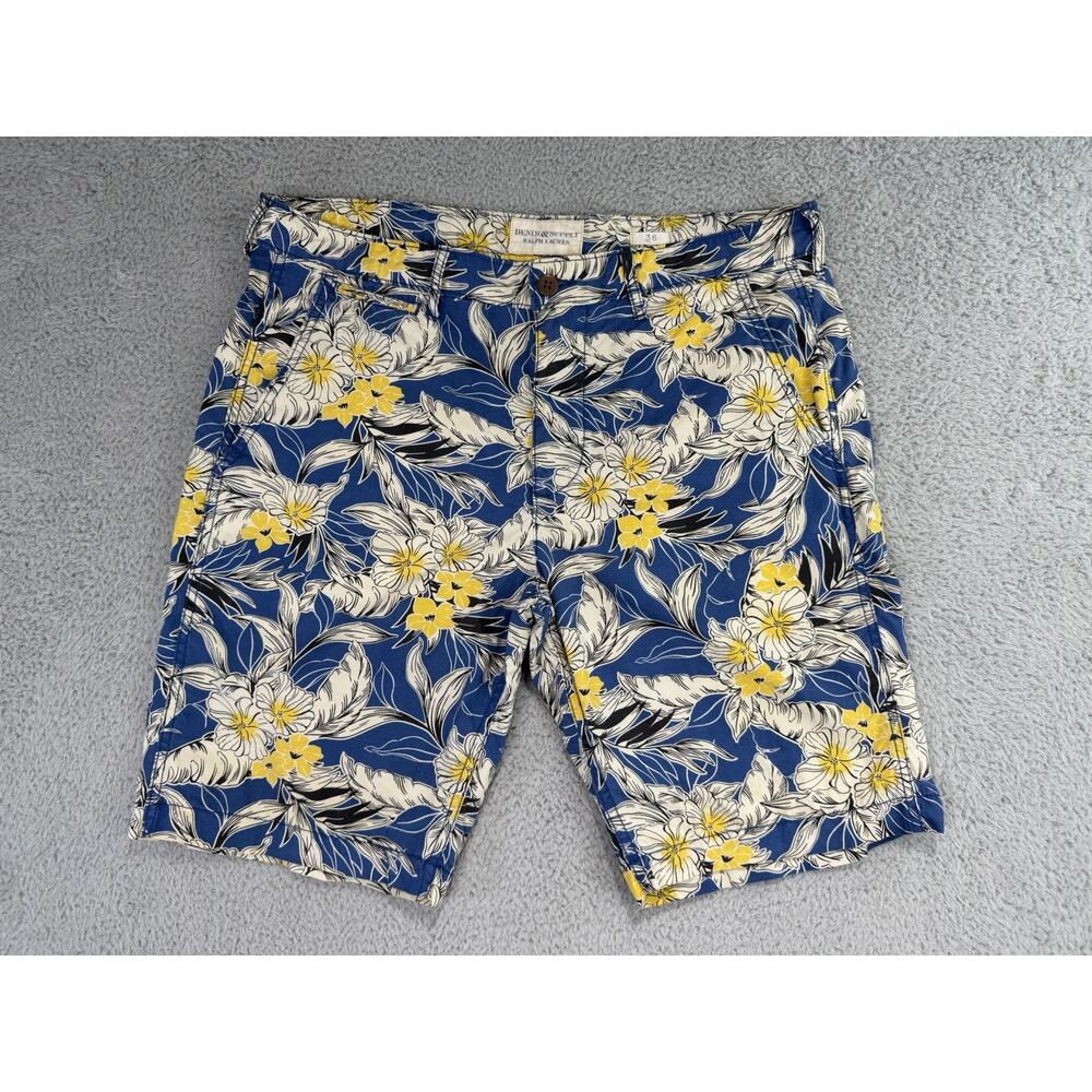 Ralph Lauren Denim Supply Shorts Mens 36x10 Blue Floral Chino Cotton Casual